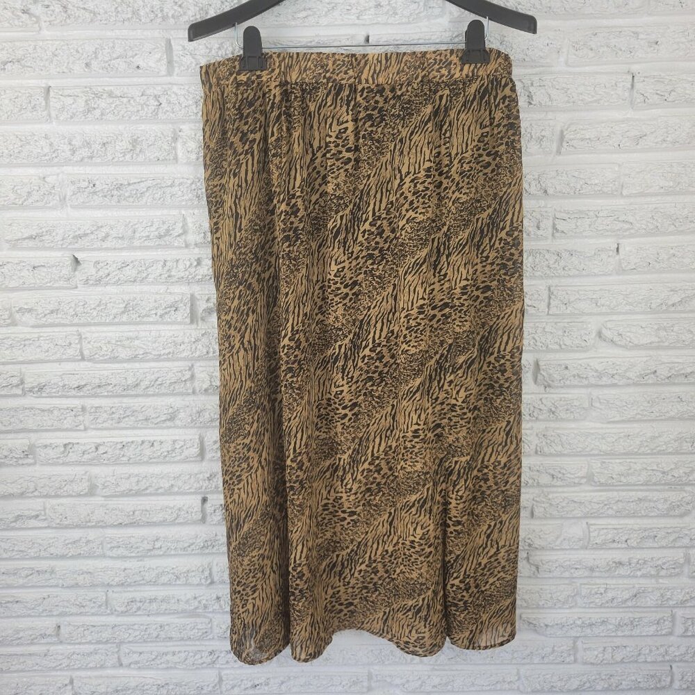 Robert Louis Womens Skirt 3X Plus Sheer Long Lined Halfway Brown ANI14E